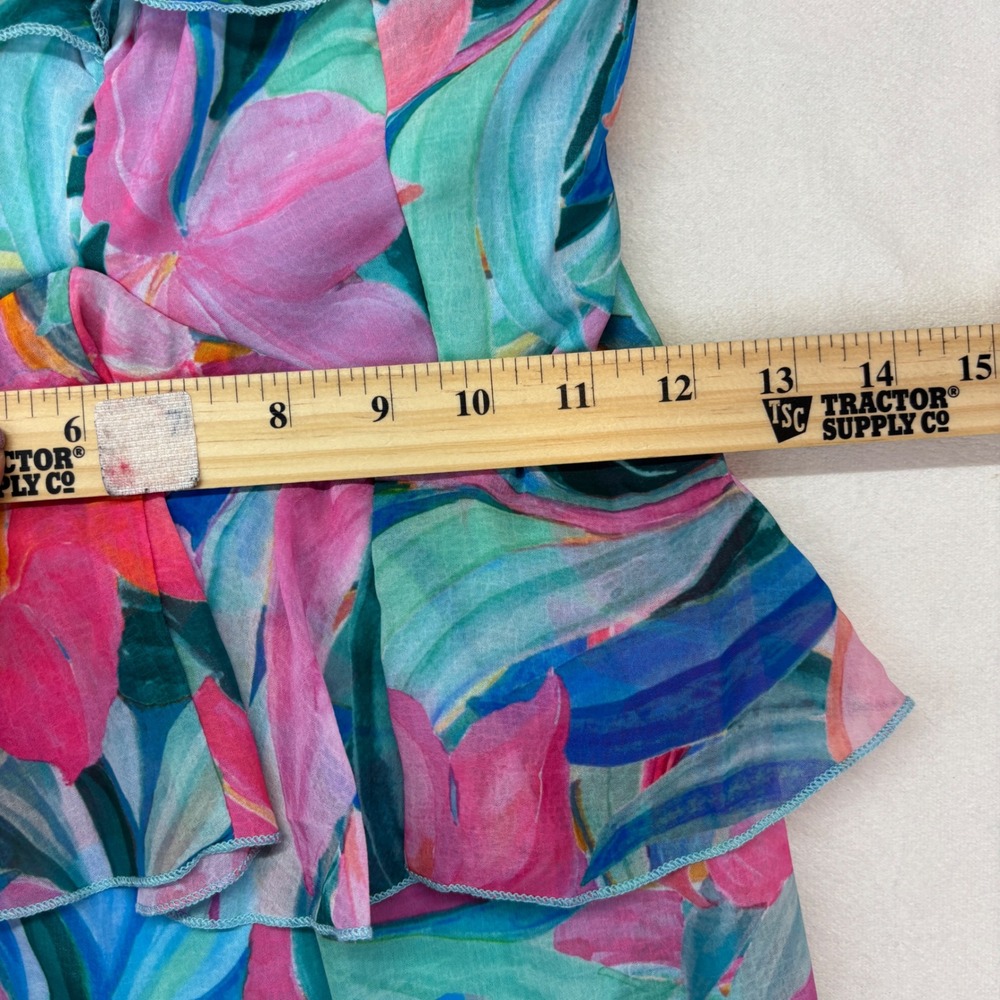 Show Me Your Mumu Floral Tiered Maxi Dress Pink‎ Blue Ruffle Smocked XS New - Picture 7 of 12